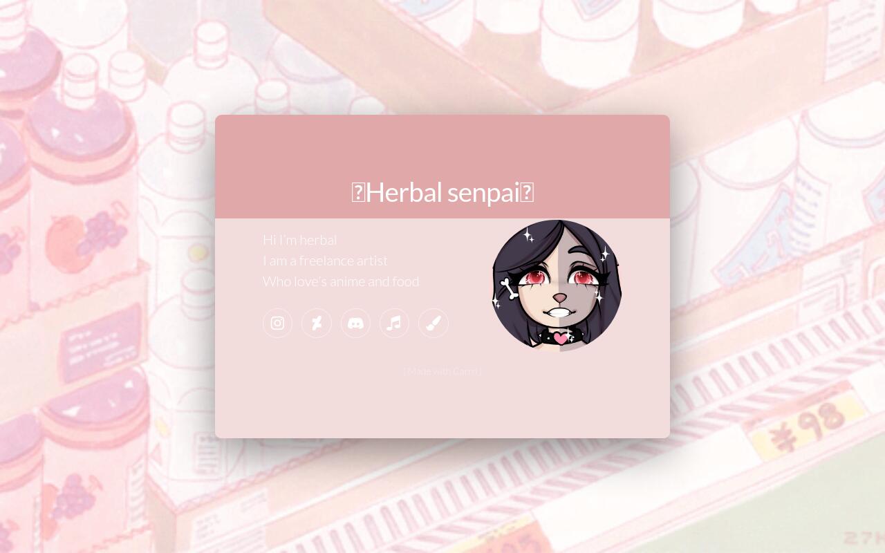 Carrd profile picture for @herbal